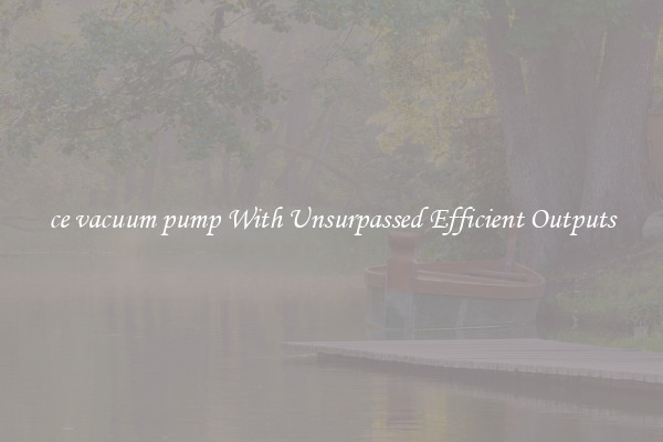 ce vacuum pump With Unsurpassed Efficient Outputs
