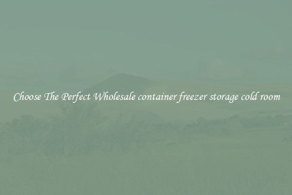 Choose The Perfect Wholesale container freezer storage cold room